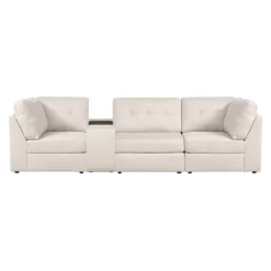 Beige Modular Sofa with Console - 4 pcs
