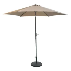 Beige Tilting Patio Umbrella with Base - 9 ft