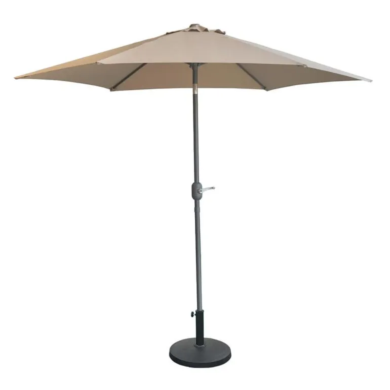 Beige Tilting Patio Umbrella with Base - 9 ft