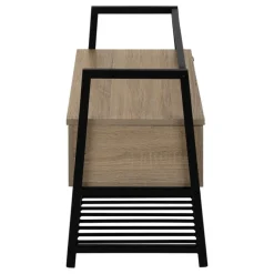 Bench - shoe rack / flip top storage - 42"l - dark taupe wood-look / black me - Monarch
