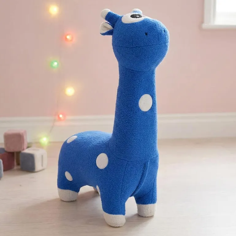 Blue Giraffe-Shaped Kids Pouf – 29.5" x 11.4" x 40.2"