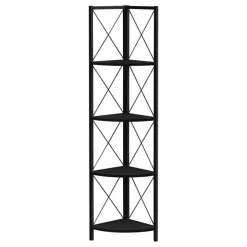 Bookcase - 4 tier corner etagere - metal frame x-design - 60