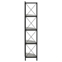 Bookcase - 4 tier corner etagere - metal frame x-design - 60