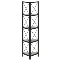 Bookcase - 4 tier corner etagere - metal frame x-design - 60