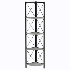 Bookcase - 4 tier corner etagere - metal frame x-design - 60