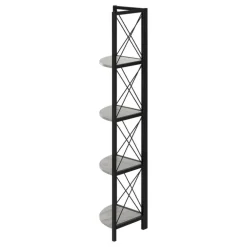 Bookcase - 4 tier corner etagere - metal frame x-design - 60