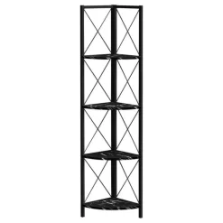 Bookcase - 4 tier corner etagere - metal frame x-design - 60