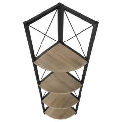 Bookcase - 4 tier corner etagere - metal frame x-design - 60
