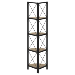 Bookcase - 4 tier corner etagere - metal frame x-design - 60