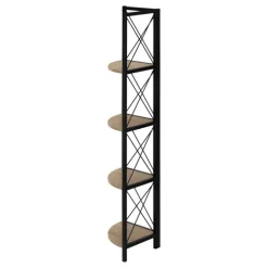 Bookcase - 4 tier corner etagere - metal frame x-design - 60