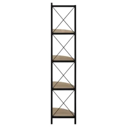 Bookcase - 4 tier corner etagere - metal frame x-design - 60