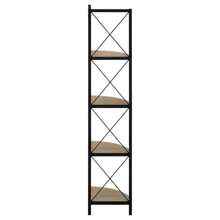 Bookcase - 4 tier corner etagere - metal frame x-design - 60"h - dark taupe w - Monarch