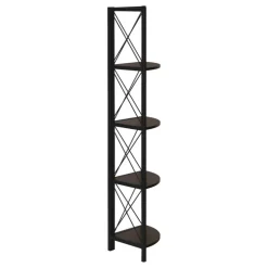 Bookcase - 4 tier corner etagere - metal frame x-design - 60"h - espresso/bla - Monarch