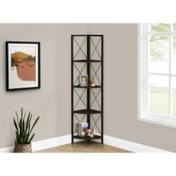 Bookcase - 4 tier corner etagere - metal frame x-design - 60