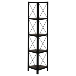 Bookcase - 4 tier corner etagere - metal frame x-design - 60
