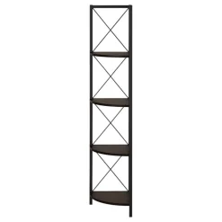 Bookcase - 4 tier corner etagere - metal frame x-design - 60