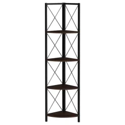 Bookcase - 4 tier corner etagere - metal frame x-design - 60