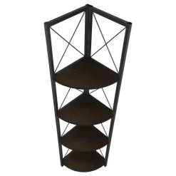 Bookcase - 4 tier corner etagere - metal frame x-design - 60