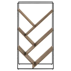 Bookcase / etagere - 5 slanted open shelves - 60"h - brown reclaimed wood-loo - Monarch