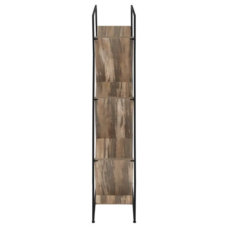 Bookcase / etagere - 5 slanted open shelves - 60"h - brown reclaimed wood-loo - Monarch