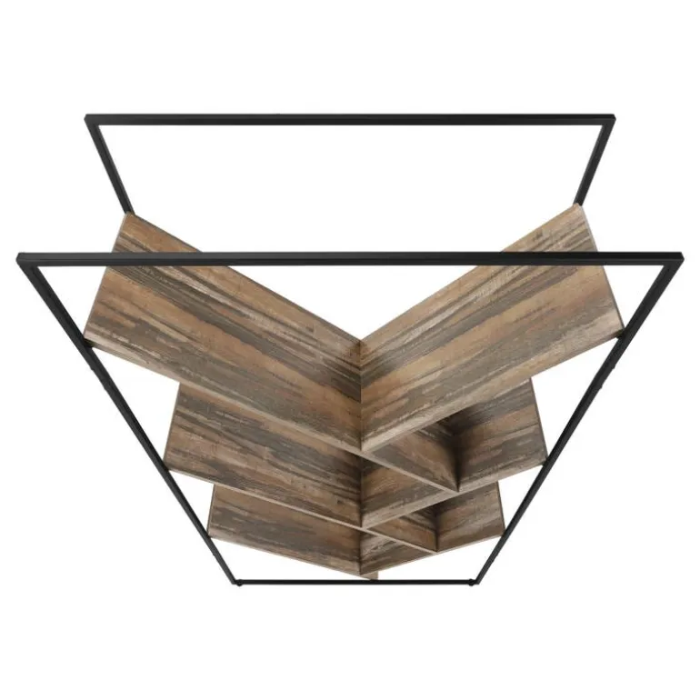 Bookcase / etagere - 5 slanted open shelves - 60"h - brown reclaimed wood-loo - Monarch
