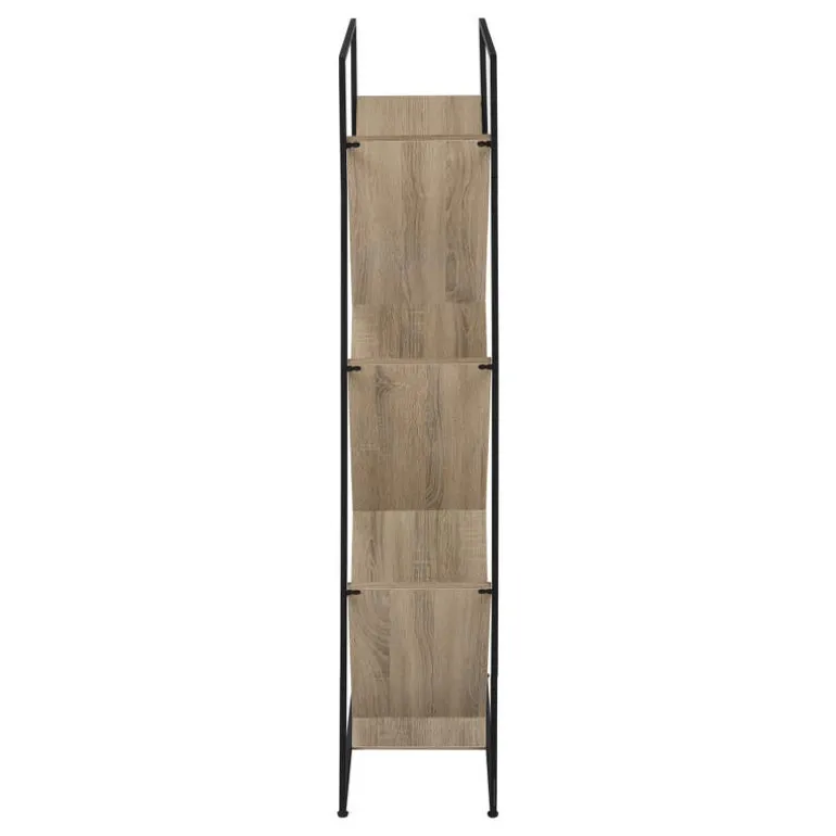 Bookcase / etagere - 5 slanted open shelves - 60"h - dark taupe wood-look / b - Monarch