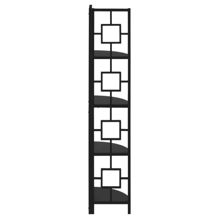 Bookcase - 62"h / black / black metal corner etagere - Monarch