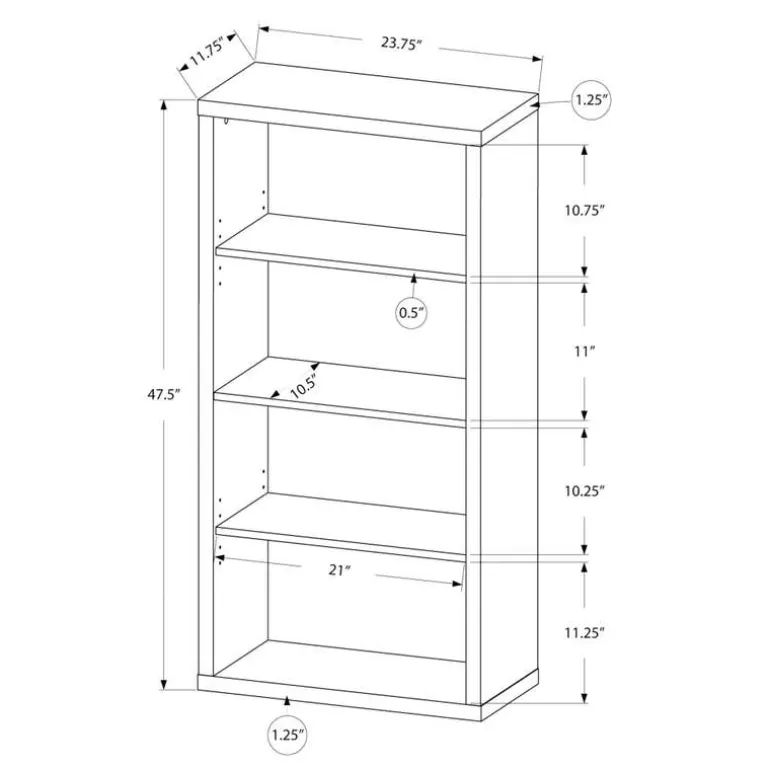Bookcase - 48"h / black / grey with adjustable shelves - Monarch