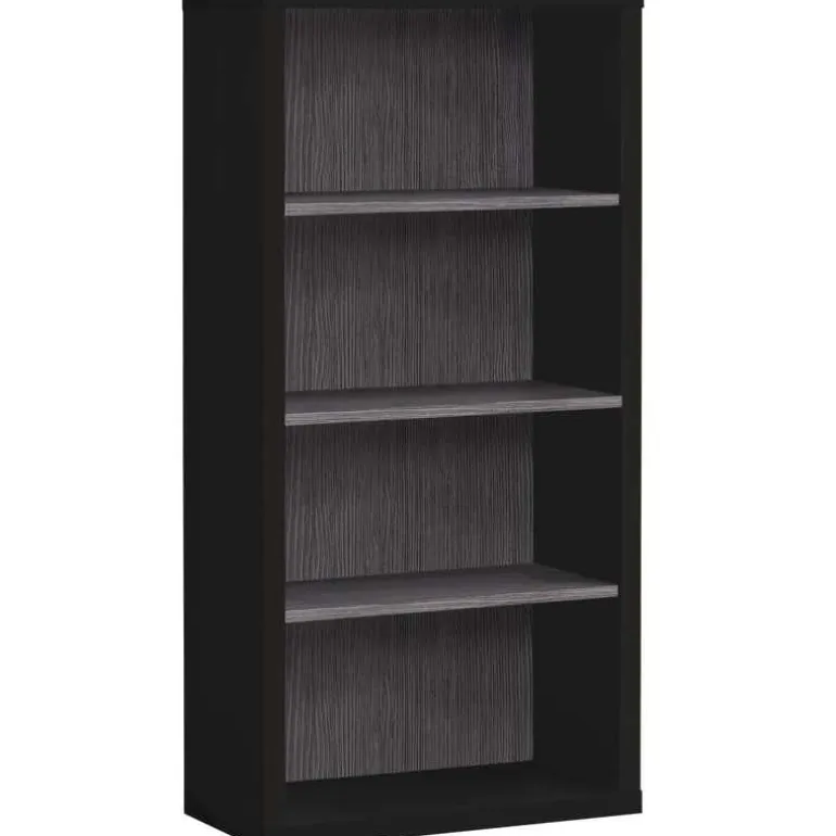 Bookcase - 48"h / black / grey with adjustable shelves - Monarch