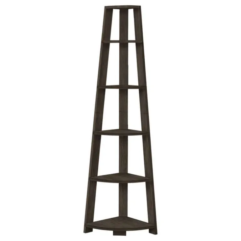 Bookcase - 72""h / brown oak corner accent etagere - Monarch