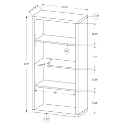 Bookcase - 48"h / brown reclaimed wood-look/ adj. shelves - Monarch