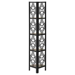 Bookcase - 62"h / dark taupe / black metal corner etagere - Monarch