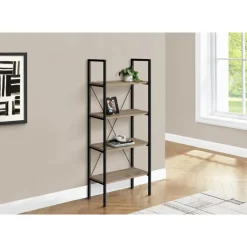 Bookcase - 48"h / dark taupe / black metal - Monarch