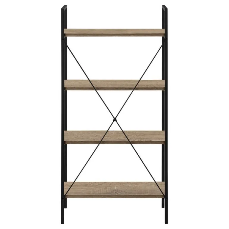 Bookcase - 48"h / dark taupe / black metal - Monarch