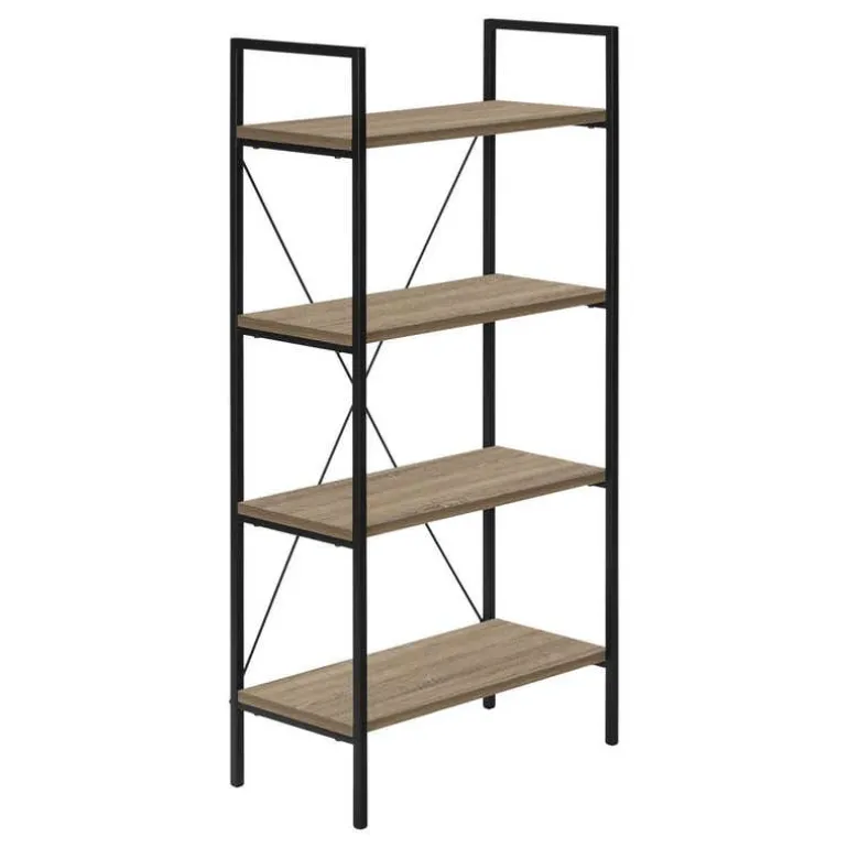 Bookcase - 48"h / dark taupe / black metal - Monarch