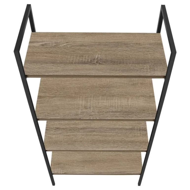 Bookcase - 48"h / dark taupe / black metal - Monarch