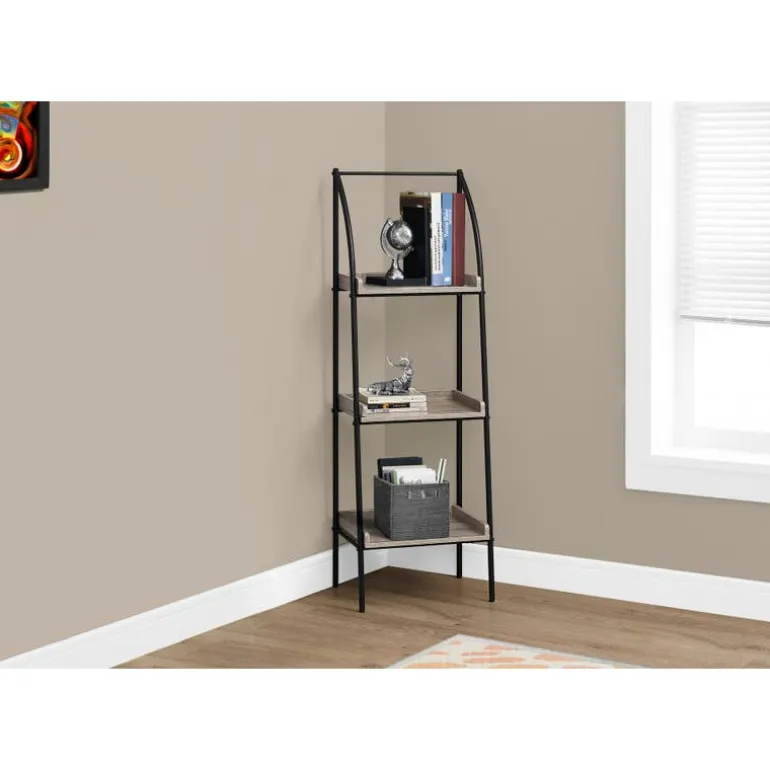 Bookcase - 48"h / dark taupe / black metal - Monarch