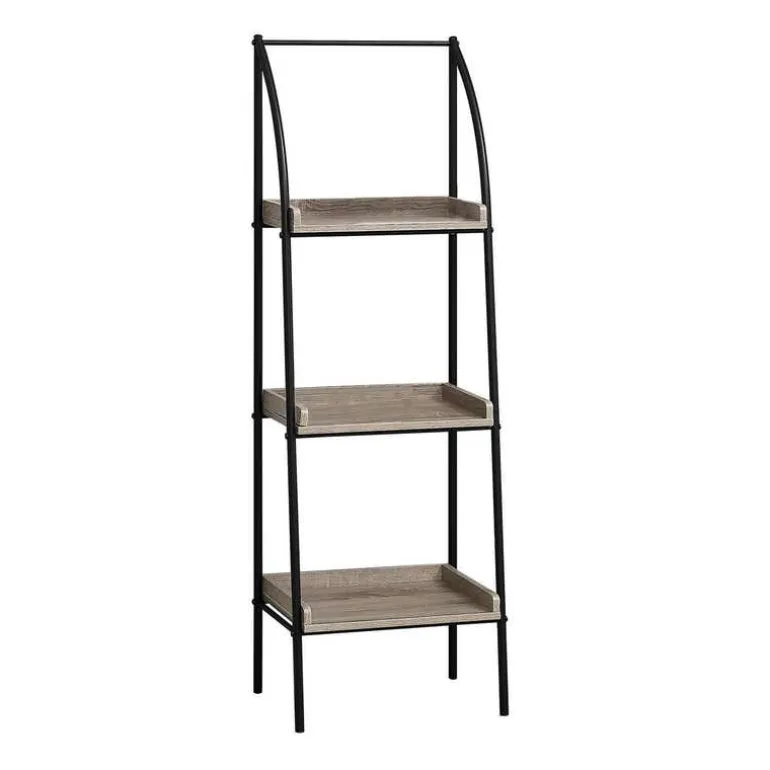 Bookcase - 48"h / dark taupe / black metal - Monarch