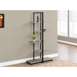 Bookcase - 60"h / dark taupe / black metal - Monarch