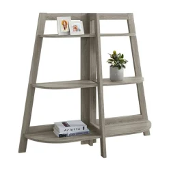 Bookcase - 48"h / dark taupe accent etagere - Monarch