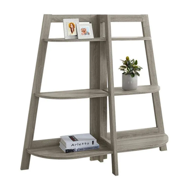 Bookcase - 48"h / dark taupe accent etagere - Monarch
