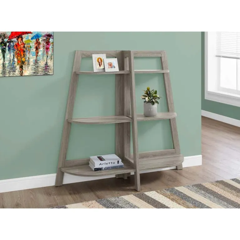 Bookcase - 48"h / dark taupe accent etagere - Monarch