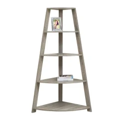 Bookcase - 60"h / dark taupe corner accent etagere - Monarch