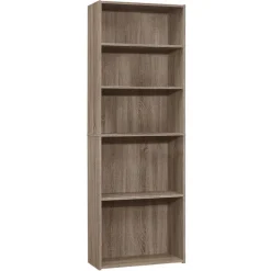 Bookcase - 72"h / dark taupe with 5 shelves - Monarch