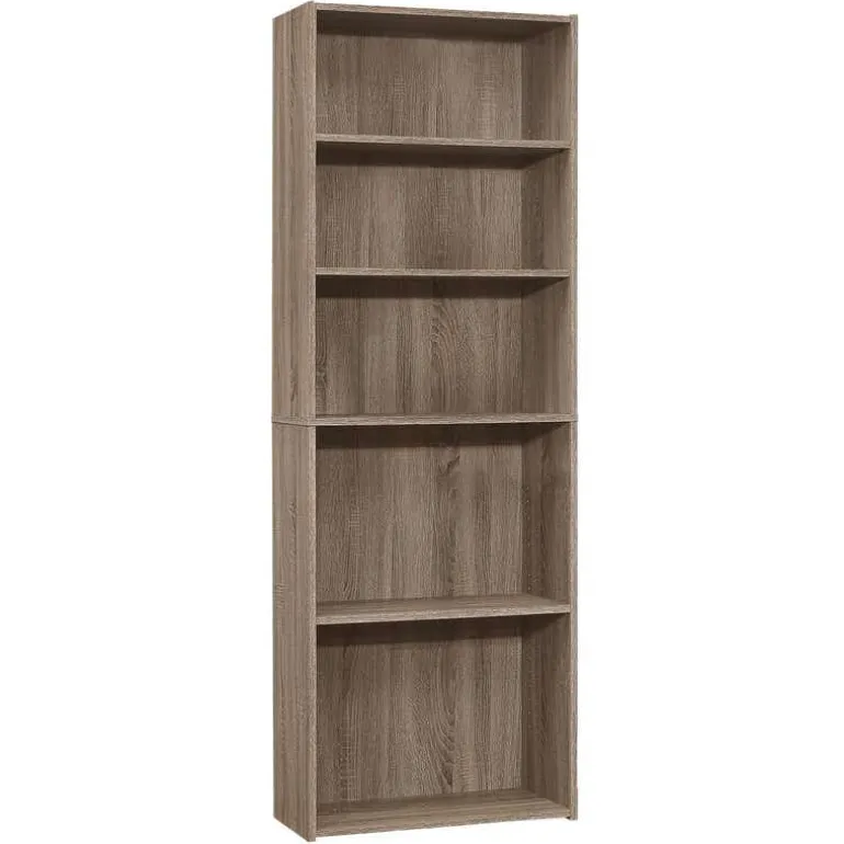 Bookcase - 72"h / dark taupe with 5 shelves - Monarch