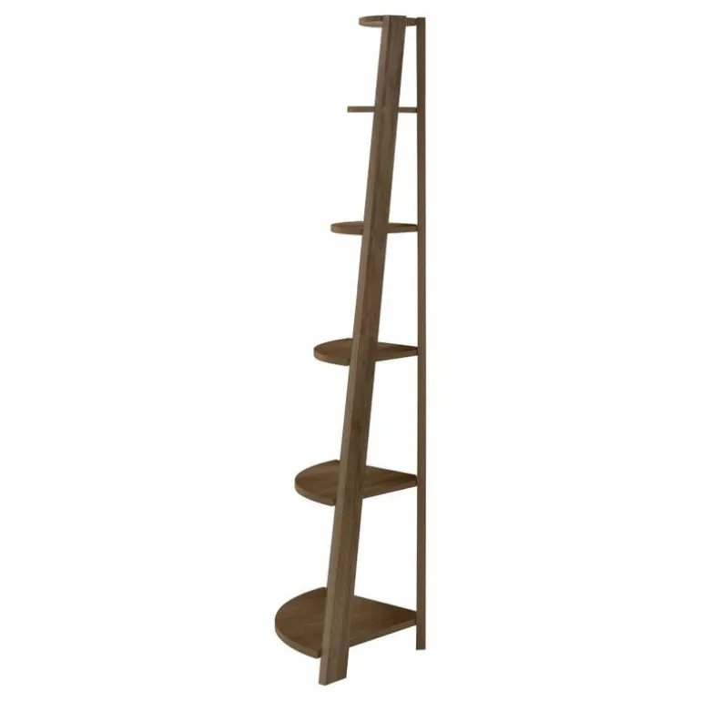 Bookcase - 72""h / dark walnut corner accent etagere - Monarch
