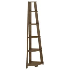 Bookcase - 72""h / dark walnut corner accent etagere - Monarch