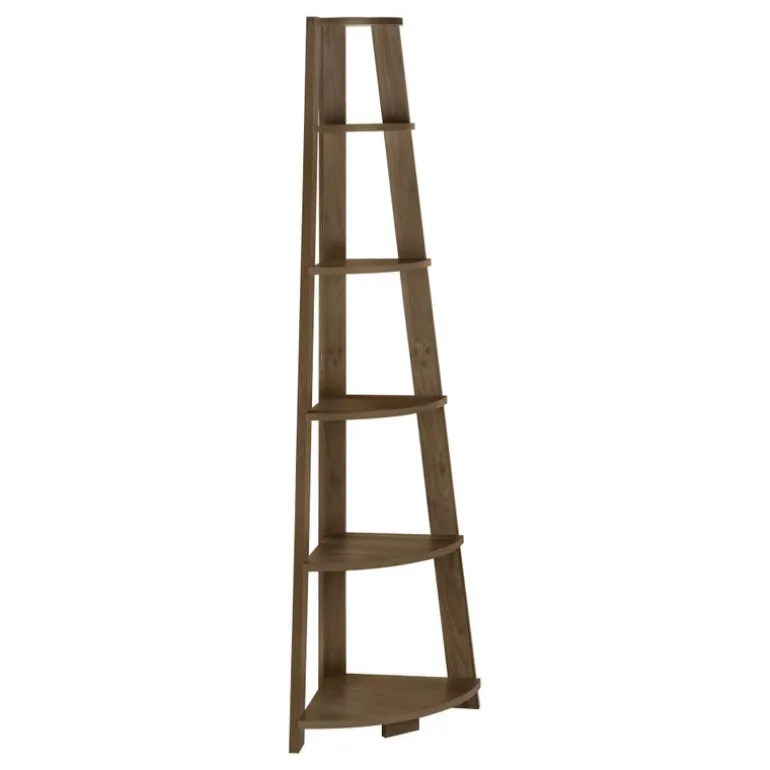 Bookcase - 72""h / dark walnut corner accent etagere - Monarch