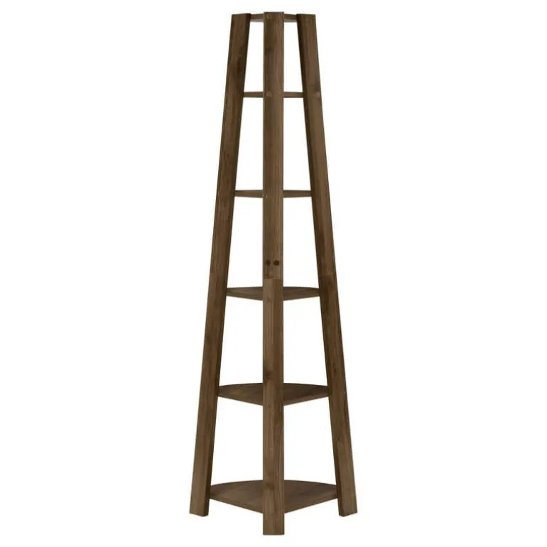 Bookcase - 72""h / dark walnut corner accent etagere - Monarch