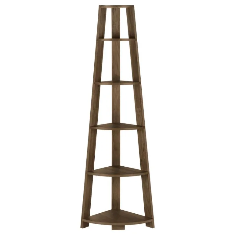Bookcase - 72""h / dark walnut corner accent etagere - Monarch
